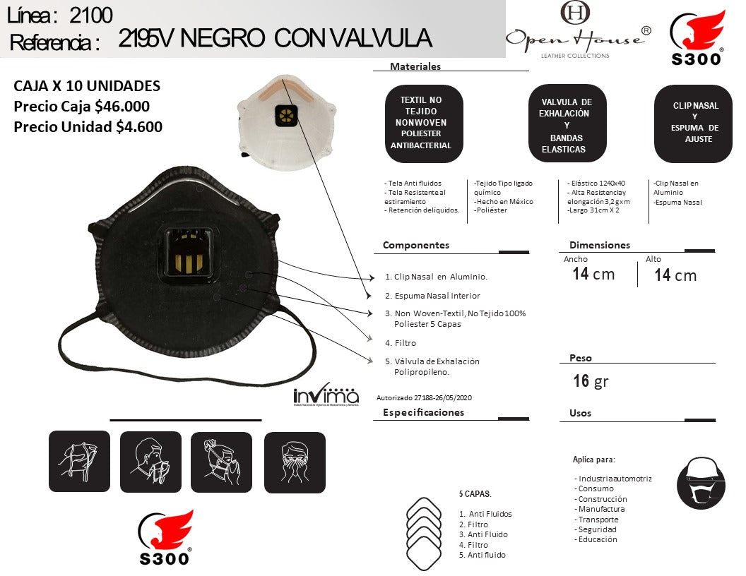 PARTICLE RESPIRATOR 2195 V WITH VALVE BOX X 10