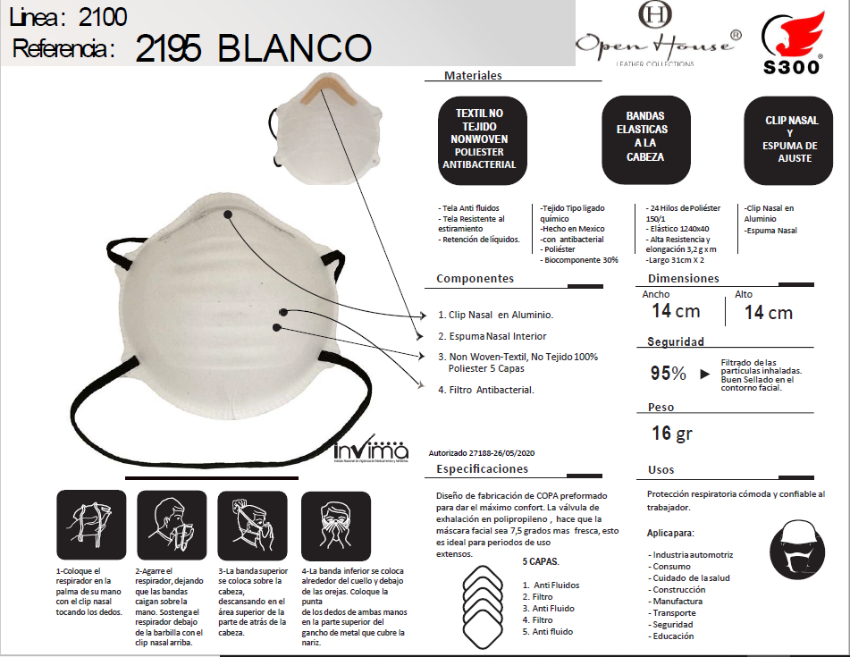 PARTICLE RESPIRATOR 2195 WHITE - BOX OF 10