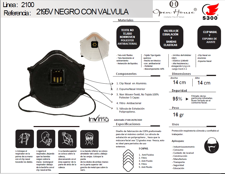 PARTICLE RESPIRATOR 2195 BLACK VALVE - BOX OF 10