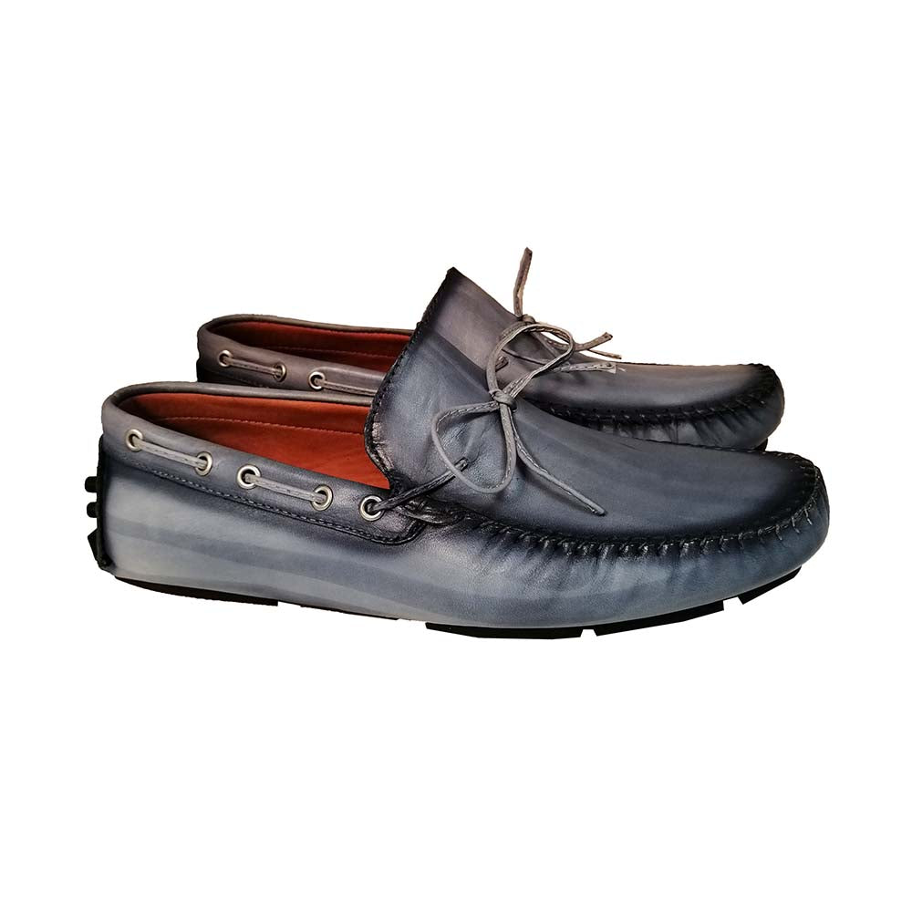 Poseidon Blue Patina Leather Collections Loafers 