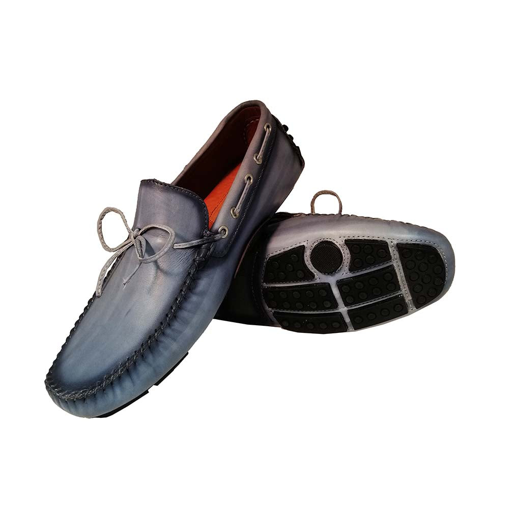 Poseidon Blue Patina Leather Collections Loafers 