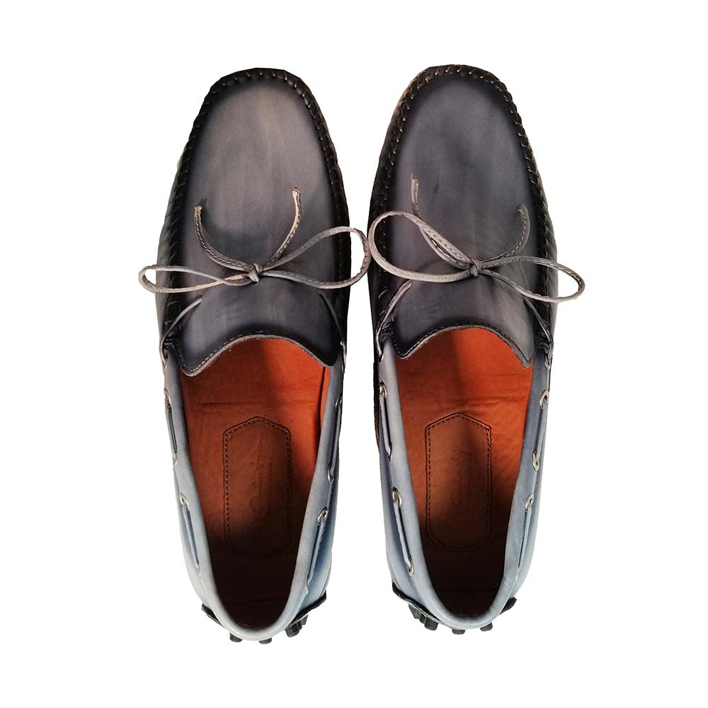 Poseidon Blue Patina Leather Collections Loafers 