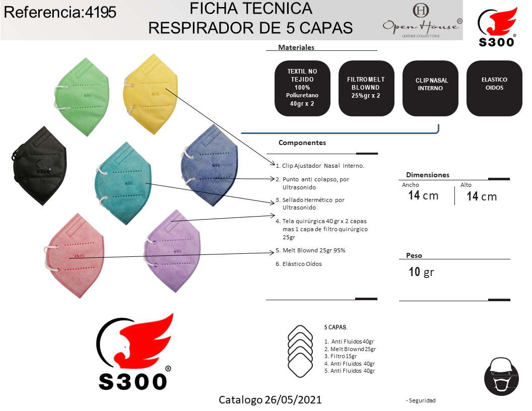 RESPIRATOR 4195 PRINTED ADULTS BOX OF 30 UNITS ELASTIC TO THE EARS.