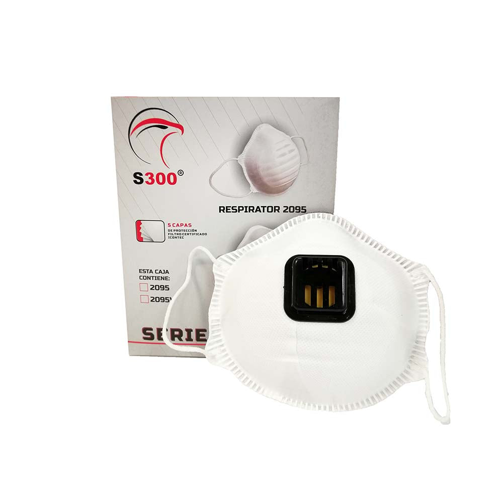 PARTICLE RESPIRATOR 2095 V WHITE WITH VALVE BOX X 10