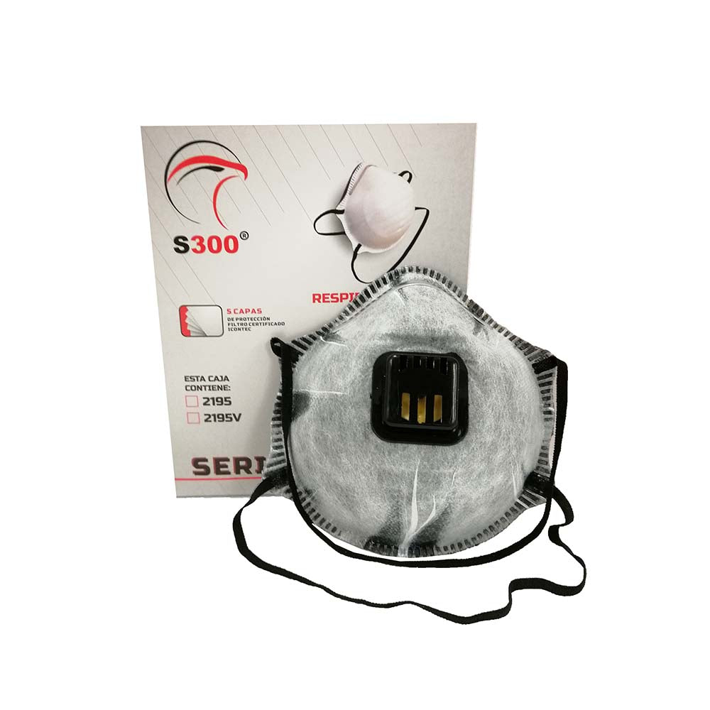 PARTICLE RESPIRATOR WITH ACTIVATED CARBON 2195 V GREY WITH VALVE BOX OF 10