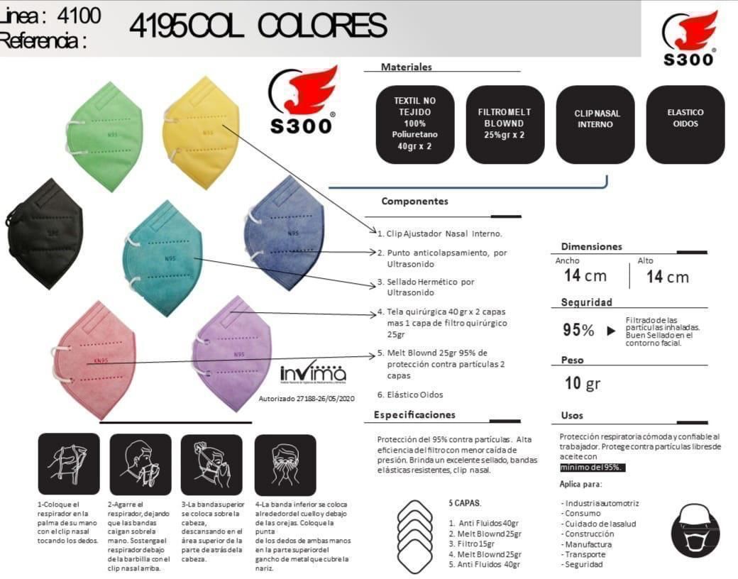 4195 RESPIRATOR FOR ADULTS IN PASTEL COLORS (Minimum quantity 30 units) CHOOSE YOUR FAVORITE COLORS HERE. 👇👇