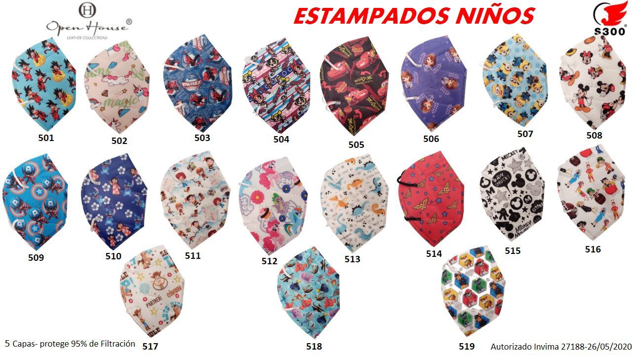 4195 PRINTED CHILDREN'S RESPIRATOR (Minimum quantity 30 units) CHOOSE YOUR FAVORITE COLORS HERE. 👇👇
