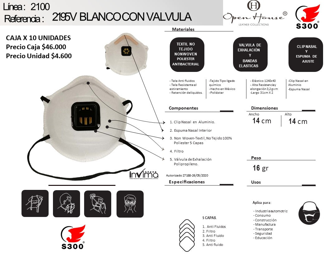 PARTICLE RESPIRATOR 2195 V WITH VALVE BOX X 10